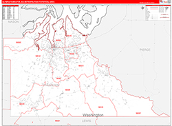 Olympia-Tumwater Metro Area Wall Map Red Line Style 2026